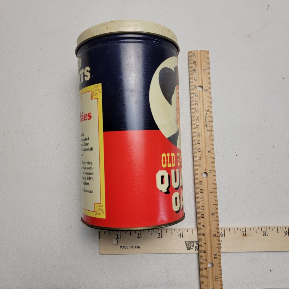 Vintage 1982 Quaker Oats Limited Edition Canister Tin Can Tall Storage Container - Picture 10 of 10